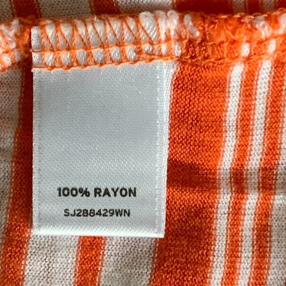 Sejour Stretch Knit Striped Top Plus Sz 3X Orange & White #112B - Picture 6 of 7